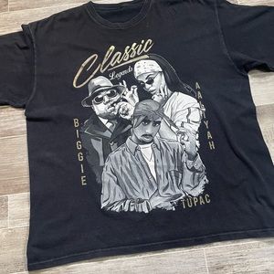 Y2K Vintage Classic Legends Biggie Tupac Aaliyah T Shirt Black